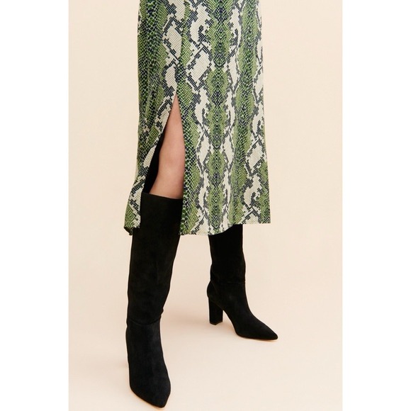 NWT Anthropologie‎ Glamorous Green Snakeskin Print Midi Dress Size Medium - Picture 4 of 15